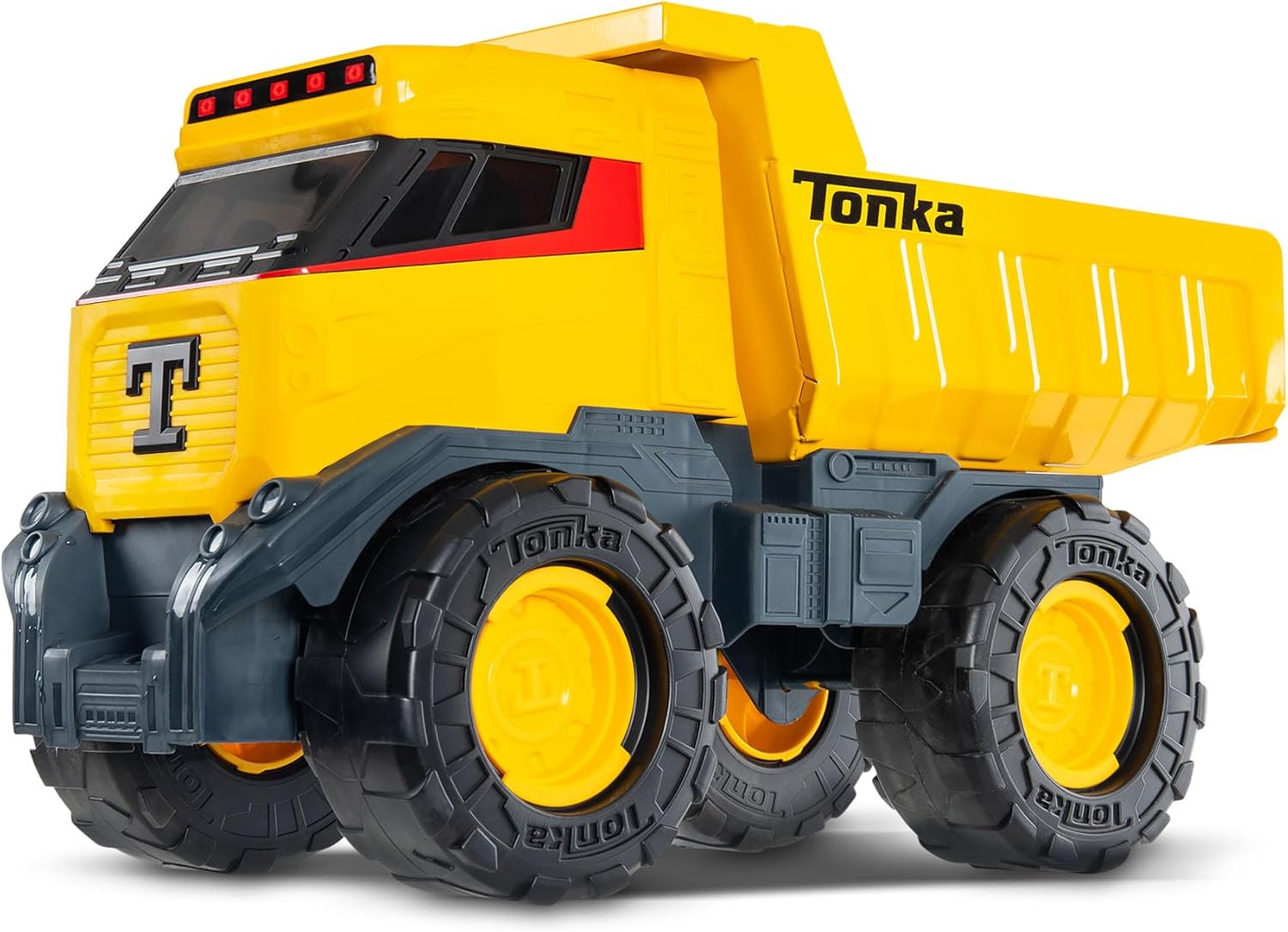 Tonka Next Gen Mighty Dump Truck, modern heavy-duty toy dump truck with mega wheels