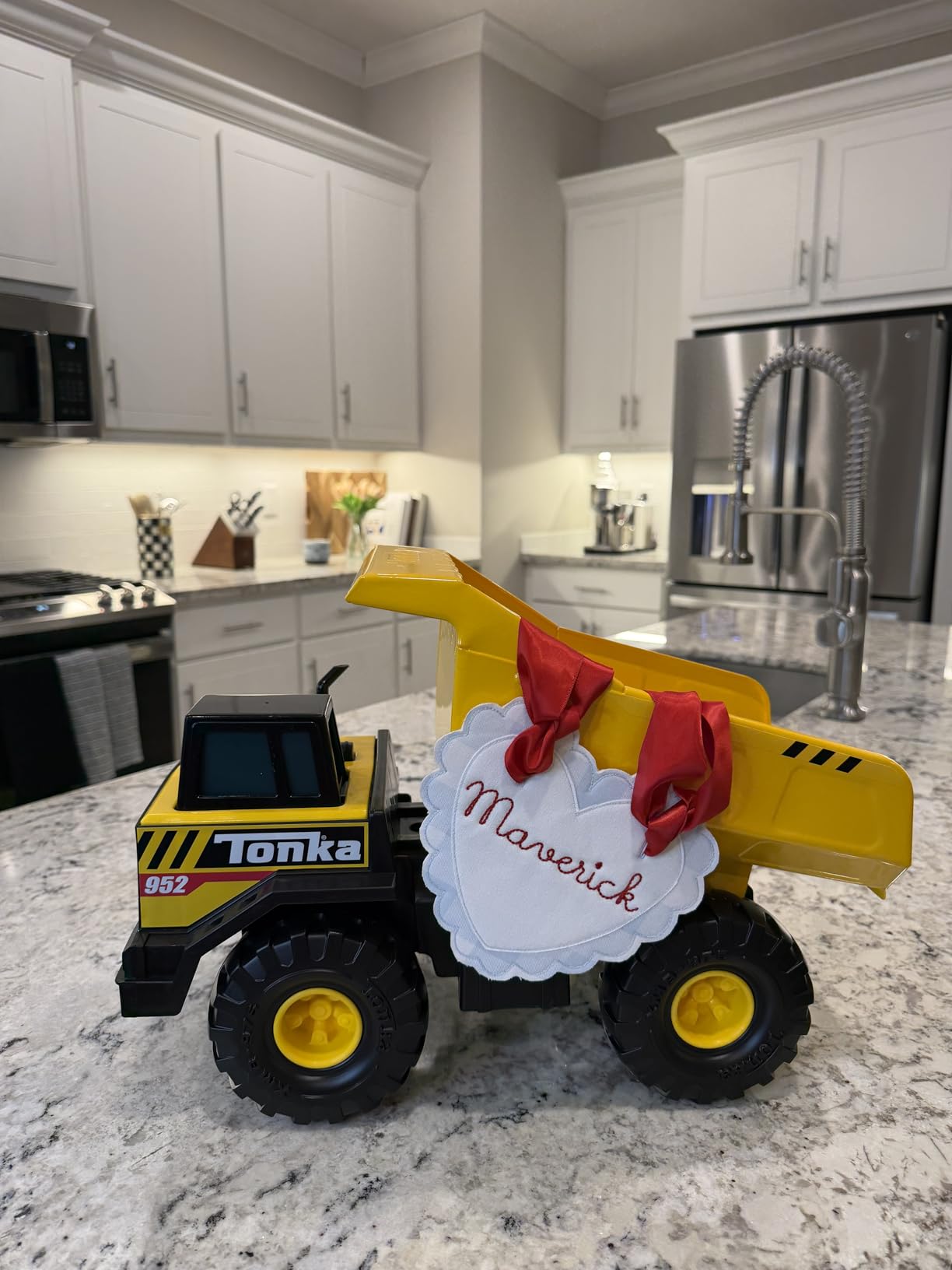 Customer photo of a Tonka dump truck in play